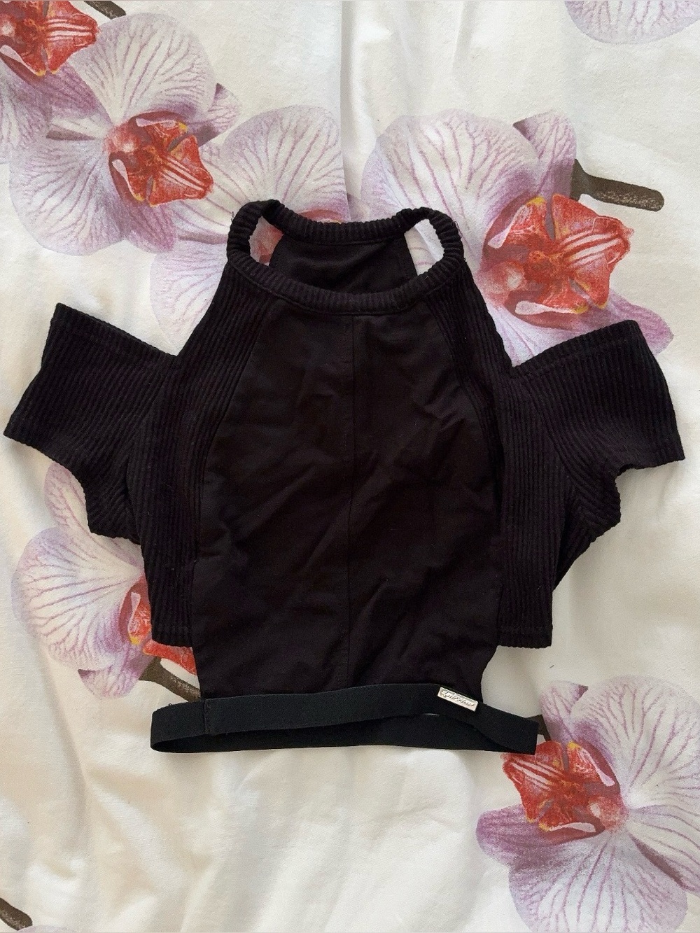 Black Kalftine halter cutout tee